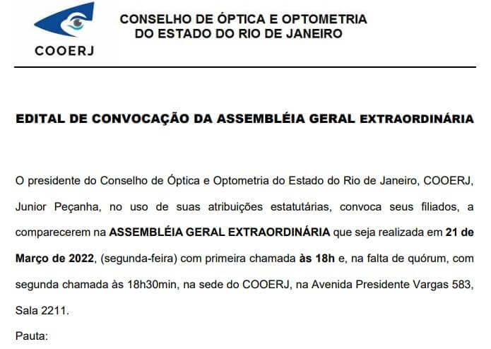 Edital de Convocação de Assembleia Geral Extraordinária 14.06.23