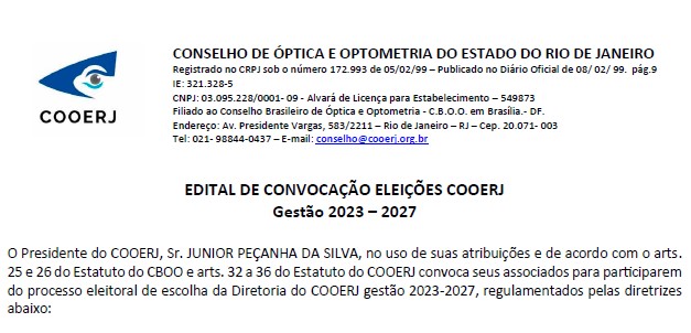 Edital de Convocação Eleições COOERJ 2023-2027